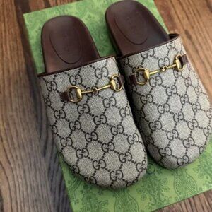 Gucci Beige and Brown Women's Horsebit Mules